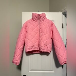 white birch Light Pink Quilted Puffer Jacket